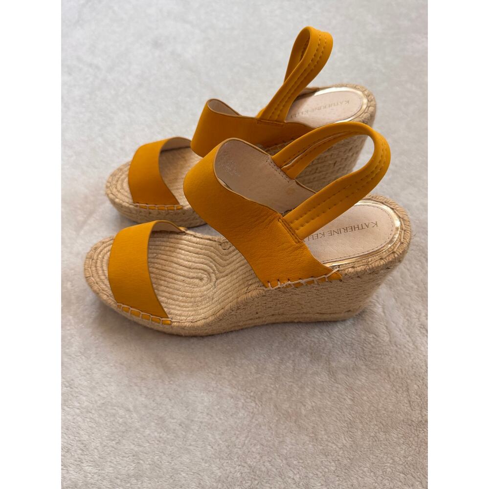 Katherine Kelly Women's Yellow Sunflower ORLA Sandy Wedges Heel Sandals Size 8.5 - Picture 2 of 6